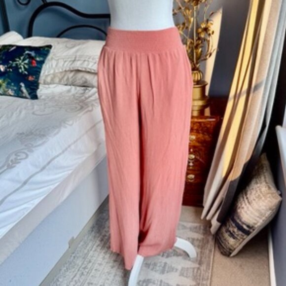 Salmon Pink Wide Leg Pants - Picture 2 of 11